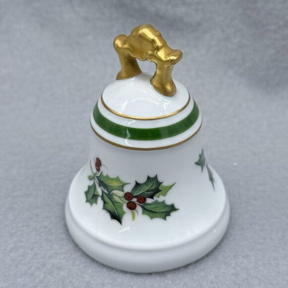Vintage L Bernardaud Limoges Christmas Ceramic Bell Holly Berries Holiday France - Picture 4 of 14